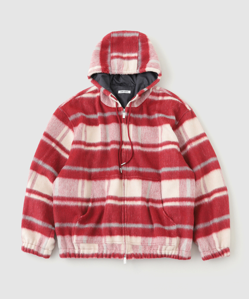 JOINT WORKS(ジョイントワークス)の「シャギー ジップフーディー / Shaggy Zip Hoodie(ブルゾン・メンズ・チャコールグレー/レッド・LARGE/MEDIUM)」の2枚目の写真