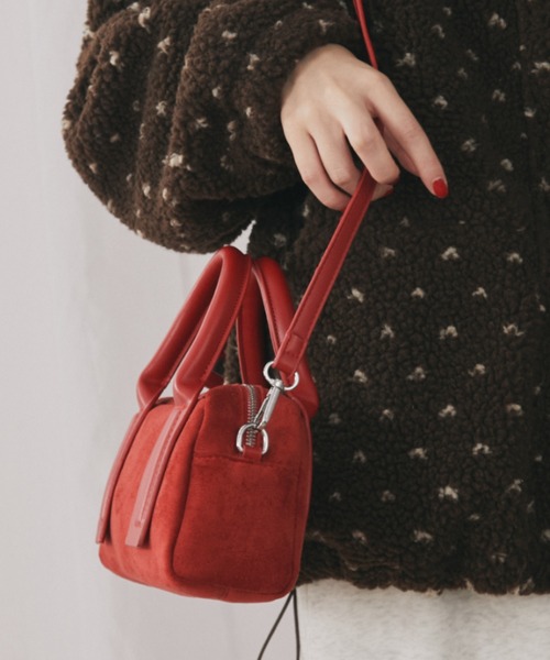 MERLOT(メルロー)の「2WAYフェイクスエードミニバッグ(ハンドバッグ・レディース・ブラウン/レッド・FREE)」の7枚目の写真