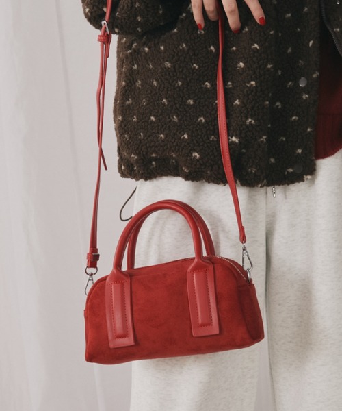 MERLOT(メルロー)の「2WAYフェイクスエードミニバッグ(ハンドバッグ・レディース・ブラウン/レッド・FREE)」の10枚目の写真