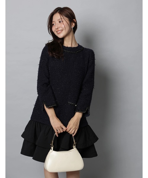 Apuweiser-riche（アプワイザーリッシェ）の「ツイードクラシカルワンピース（ワンピース・レディース・ネイビー・2/1）」の2枚目の写真