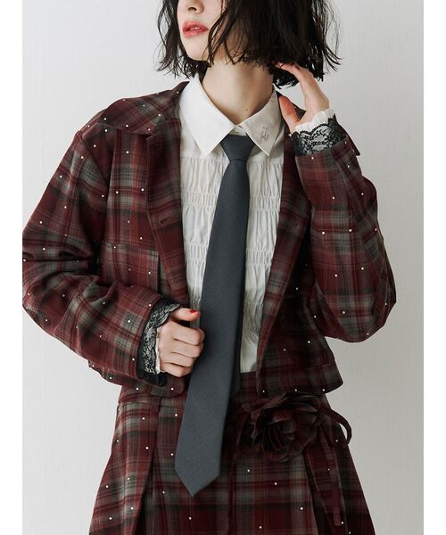 jouetie（ジュエティ）の「スライダーネクタイ ワンタッチネクタイ（ネクタイ・レディース・グレー/ブラック・FREE）」の2枚目の写真