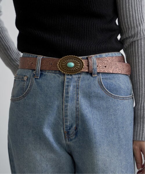 VENCEEXCHANGE（ヴァンスエクスチェンジ）の「ターコイズ風ウエスタンベルト（ベルト・レディース・ブラウン・FREE）」の3枚目の写真