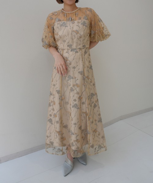 Jolie et Jolie（ジョリーエジョリー）の「フローラル刺繍シアードレス（ドレス・レディース・ブラック/イエロー/ネイビー/ピンク・M/L）」の5枚目の写真