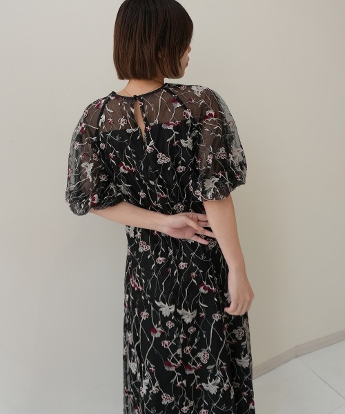 Jolie et Jolie（ジョリーエジョリー）の「フローラル刺繍シアードレス（ドレス・レディース・ブラック/イエロー/ネイビー/ピンク・M/L）」の9枚目の写真