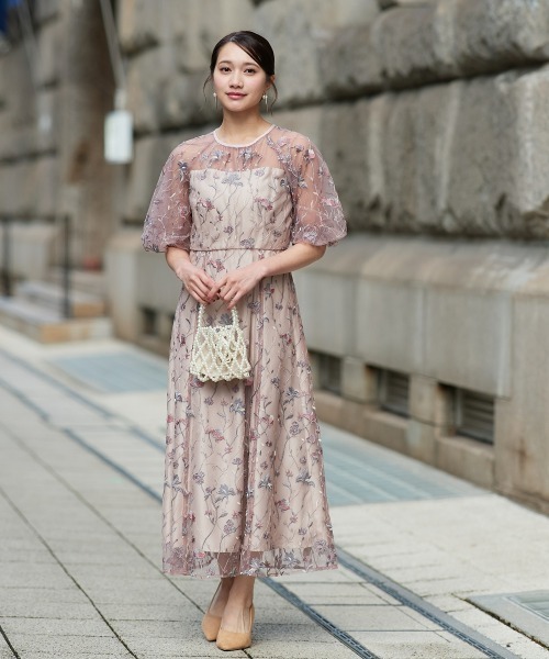 Jolie et Jolie（ジョリーエジョリー）の「フローラル刺繍シアードレス（ドレス・レディース・ブラック/イエロー/ネイビー/ピンク・M/L）」の21枚目の写真