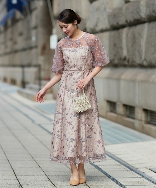Jolie et Jolie（ジョリーエジョリー）の「フローラル刺繍シアードレス（ドレス・レディース・ブラック/イエロー/ネイビー/ピンク・M/L）」の22枚目の写真