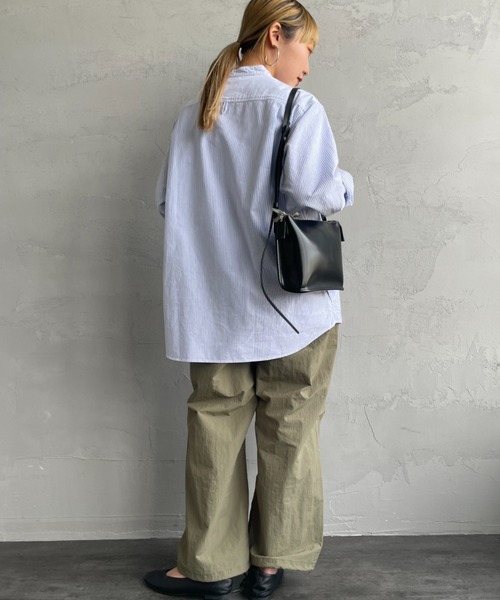 DANTON（ダントン）の「【WEB先行予約】[DANTON/ダントン] バンドカラー オックスフォードシャツ(ストライプ)（シャツ/ブラウス・レディース・ブルー・40/38/42）」の9枚目の写真