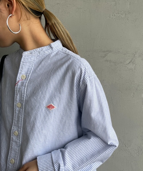 DANTON（ダントン）の「【WEB先行予約】[DANTON/ダントン] バンドカラー オックスフォードシャツ(ストライプ)（シャツ/ブラウス・レディース・ブルー・40/38/42）」の10枚目の写真