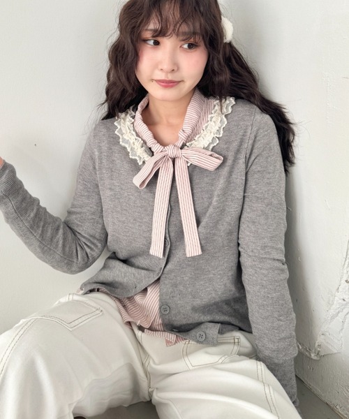SOLLON.(ソルロン)の「フリルドッキングカーディガン(カーディガン/ボレロ・レディース・イエロー/ミント/アイボリー/グレー・FREE)」の1枚目の写真