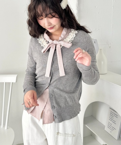 SOLLON.(ソルロン)の「フリルドッキングカーディガン(カーディガン/ボレロ・レディース・イエロー/ミント/アイボリー/グレー・FREE)」の7枚目の写真