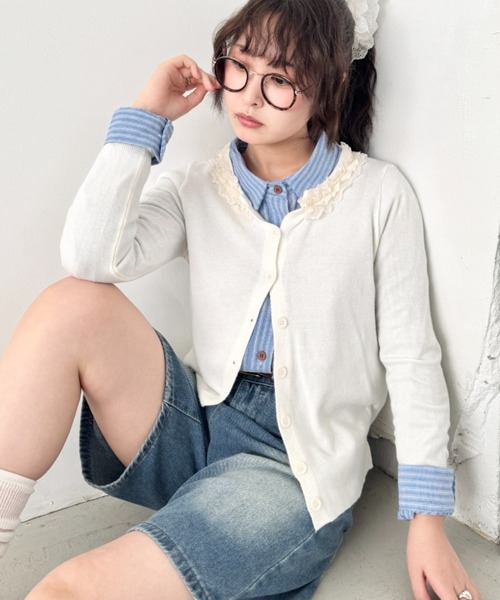 SOLLON.(ソルロン)の「フリルドッキングカーディガン(カーディガン/ボレロ・レディース・イエロー/ミント/アイボリー/グレー・FREE)」の15枚目の写真