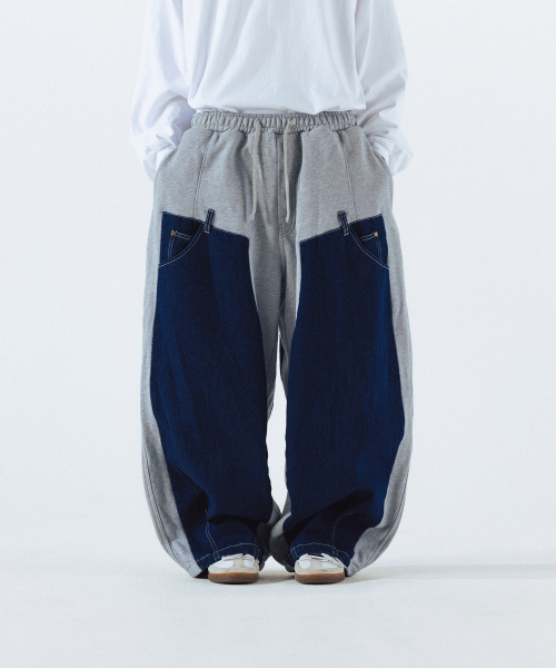 ANGLAN（アングラン）の「Denim Double Sweat Balloon Pants - Melange Grey（その他パンツ・メンズ・その他・FREE）」の3枚目の写真