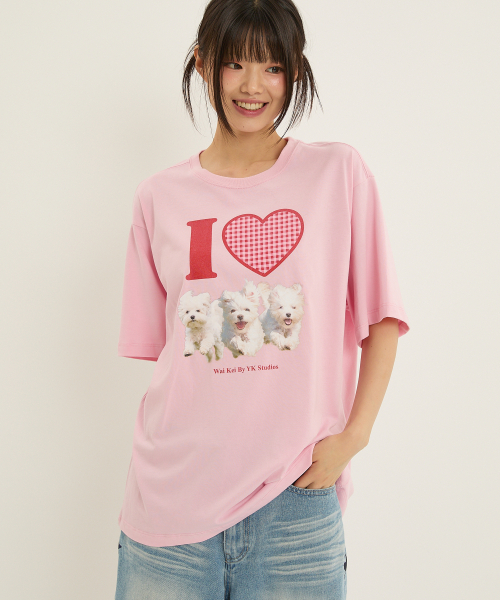WaiKei(ワイケイ)の「アイラブマルチーズ 半袖Tシャツ ピンク(Tシャツ/カットソー・レディース・その他・0/1/2)」の7枚目の写真