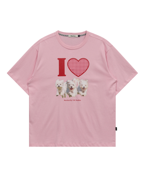 WaiKei(ワイケイ)の「アイラブマルチーズ 半袖Tシャツ ピンク(Tシャツ/カットソー・レディース・その他・0/1/2)」の3枚目の写真