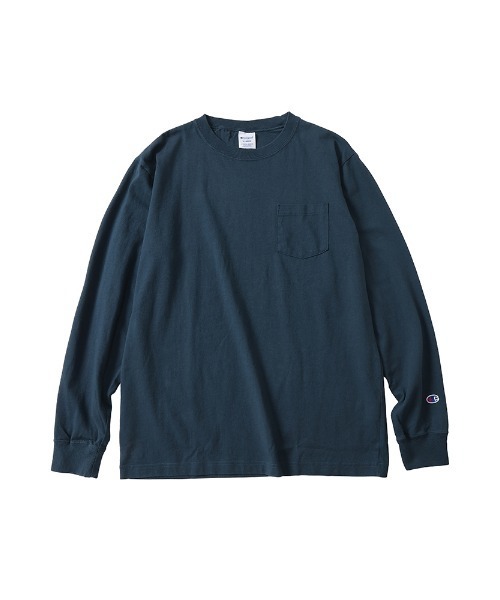 Champion(チャンピオン)の「Champion (チャンピオン) USAコットン 無地 ポケット付き クルーネック 長袖 Tシャツ(Tシャツ/カットソー・メンズ・ネイビー/ホワイト/ブラック・L/M/LL)」の1枚目の写真