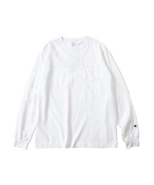 Champion(チャンピオン)の「Champion (チャンピオン) USAコットン 無地 ポケット付き クルーネック 長袖 Tシャツ(Tシャツ/カットソー・メンズ・ネイビー/ホワイト/ブラック・L/M/LL)」の2枚目の写真