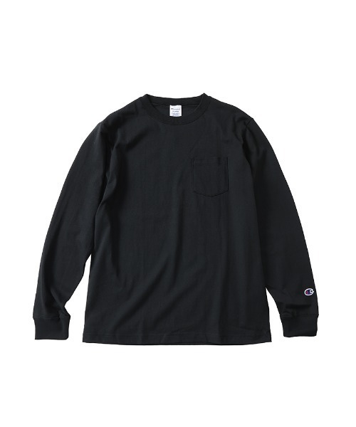 Champion(チャンピオン)の「Champion (チャンピオン) USAコットン 無地 ポケット付き クルーネック 長袖 Tシャツ(Tシャツ/カットソー・メンズ・ネイビー/ホワイト/ブラック・L/M/LL)」の8枚目の写真