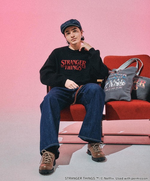 ニコアンド STRANGER THINGS コラボジャカードニットプルオーバー STRANGER THINGS】コラボジャカードニットプルオーバー（ニット