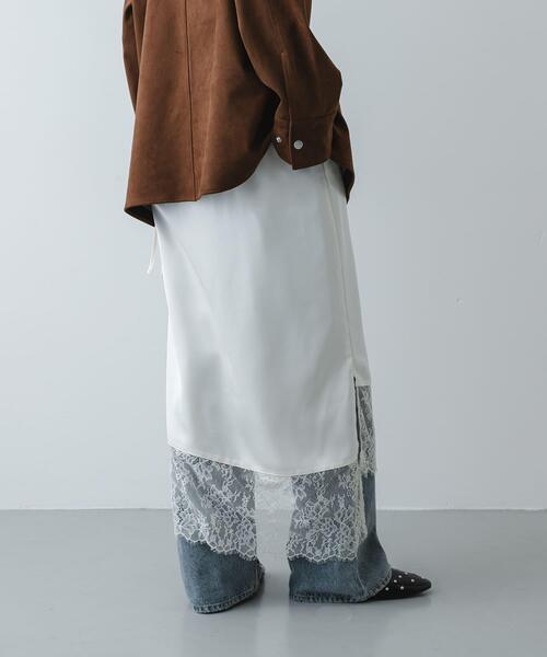 SENSE OF PLACE by URBAN RESEARCH（センスオブプレイスバイアーバンリサーチ）の「アシメレースヘムスカート（スカート・レディース・ブラック/アイボリー・ONE）」の13枚目の写真