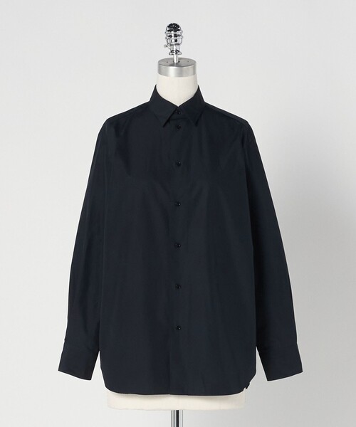 LOEFF / ロエフ | コットンシルクブロード テーラーカラーシャツ | 1 | ネイビー | レディース LOEFF＞コットン ブロード レギュラーカラーシャツ（シャツ/ブラウス