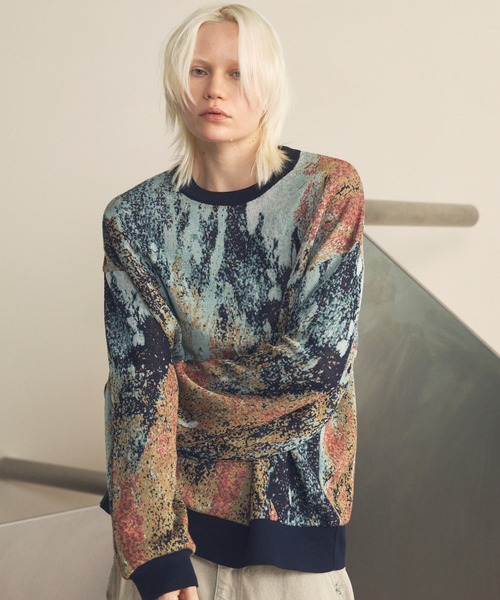 MAISON SPECIAL（メゾンスペシャル）の「《UNISEX》Abstract Jacquard Prime-Over Crew Neck Knit Pullover/アブストラクトジャガードプライムオーバークルーネックニットプルオーバー【MAISON SPECIAL/メゾンスペシャル】（ニット/セーター・メンズ・その他1/その他2・0/1/2）」の2枚目の写真