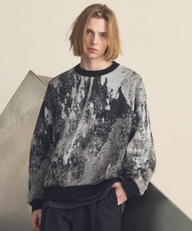 《UNISEX》Abstract Jacquard Prime-Over Crew Neck Knit Pullover/アブストラクトジャガードプライムオーバークルーネックニットプルオーバー【MAISON SPECIAL/メゾンスペシャル】