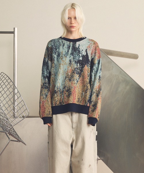 MAISON SPECIAL（メゾンスペシャル）の「《UNISEX》Abstract Jacquard Prime-Over Crew Neck Knit Pullover/アブストラクトジャガードプライムオーバークルーネックニットプルオーバー【MAISON SPECIAL/メゾンスペシャル】（ニット/セーター・メンズ・その他1/その他2・0/1/2）」の6枚目の写真