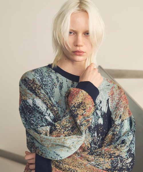 MAISON SPECIAL（メゾンスペシャル）の「《UNISEX》Abstract Jacquard Prime-Over Crew Neck Knit Pullover/アブストラクトジャガードプライムオーバークルーネックニットプルオーバー【MAISON SPECIAL/メゾンスペシャル】（ニット/セーター・メンズ・その他1/その他2・0/1/2）」の10枚目の写真