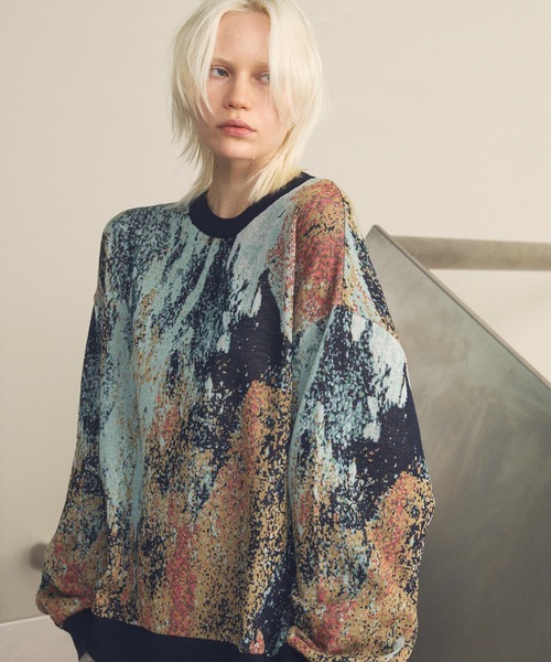 MAISON SPECIAL（メゾンスペシャル）の「《UNISEX》Abstract Jacquard Prime-Over Crew Neck Knit Pullover/アブストラクトジャガードプライムオーバークルーネックニットプルオーバー【MAISON SPECIAL/メゾンスペシャル】（ニット/セーター・メンズ・その他1/その他2・0/1/2）」の9枚目の写真