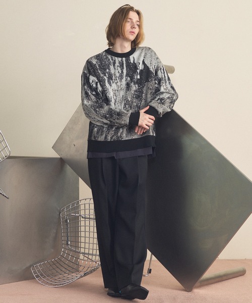 MAISON SPECIAL（メゾンスペシャル）の「《UNISEX》Abstract Jacquard Prime-Over Crew Neck Knit Pullover/アブストラクトジャガードプライムオーバークルーネックニットプルオーバー【MAISON SPECIAL/メゾンスペシャル】（ニット/セーター・メンズ・その他1/その他2・0/1/2）」の5枚目の写真