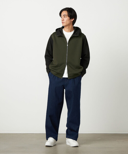 COMME CA ISM（コムサイズム）の「ヘリンボーンコンビ フーデッドブルゾン（ブルゾン・メンズ・ブラック/ホワイト/カーキ・MEDIUM/LARGE）」の17枚目の写真