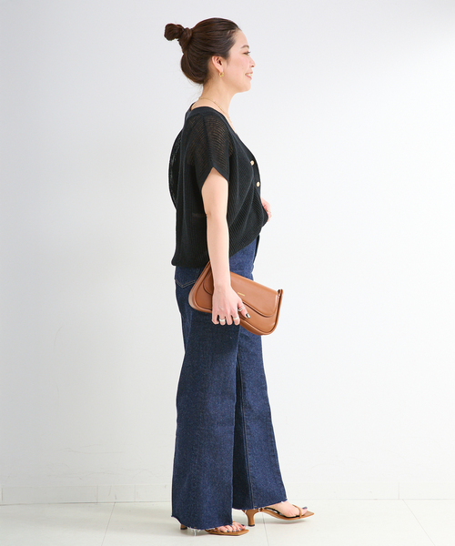 B.C STOCK（ベーセーストック）の「手洗い可 / FRENCH ICY LINEN 畦ベスト（ベスト・レディース・ベージュ/ホワイト/ブルー/ブラック・FREE）」の5枚目の写真