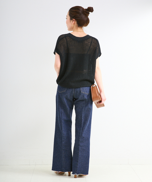 B.C STOCK（ベーセーストック）の「手洗い可 / FRENCH ICY LINEN 畦ベスト（ベスト・レディース・ベージュ/ホワイト/ブルー/ブラック・FREE）」の6枚目の写真