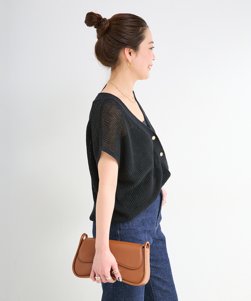 B.C STOCK（ベーセーストック）の「手洗い可 / FRENCH ICY LINEN 畦ベスト（ベスト・レディース・ベージュ/ホワイト/ブルー/ブラック・FREE）」の8枚目の写真