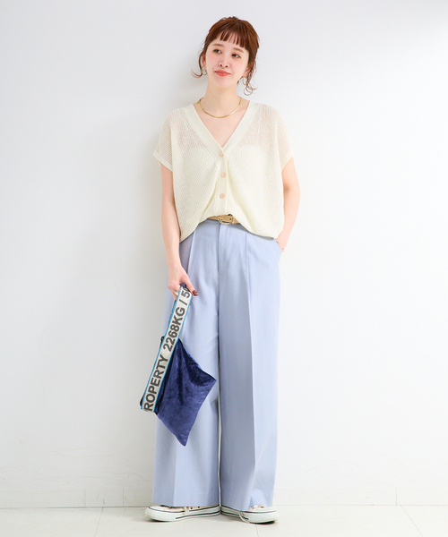 B.C STOCK（ベーセーストック）の「手洗い可 / FRENCH ICY LINEN 畦ベスト（ベスト・レディース・ベージュ/ホワイト/ブルー/ブラック・FREE）」の10枚目の写真