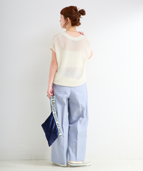 B.C STOCK（ベーセーストック）の「手洗い可 / FRENCH ICY LINEN 畦ベスト（ベスト・レディース・ベージュ/ホワイト/ブルー/ブラック・FREE）」の12枚目の写真