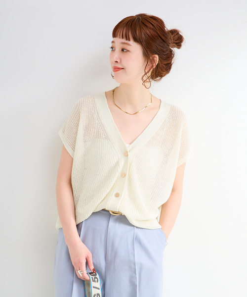 B.C STOCK（ベーセーストック）の「手洗い可 / FRENCH ICY LINEN 畦ベスト（ベスト・レディース・ベージュ/ホワイト/ブルー/ブラック・FREE）」の13枚目の写真