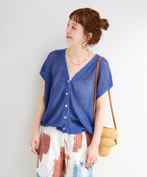 B.C STOCK（ベーセーストック）の「手洗い可 / FRENCH ICY LINEN 畦ベスト（ベスト・レディース・ベージュ/ホワイト/ブルー/ブラック・FREE）」の17枚目の写真