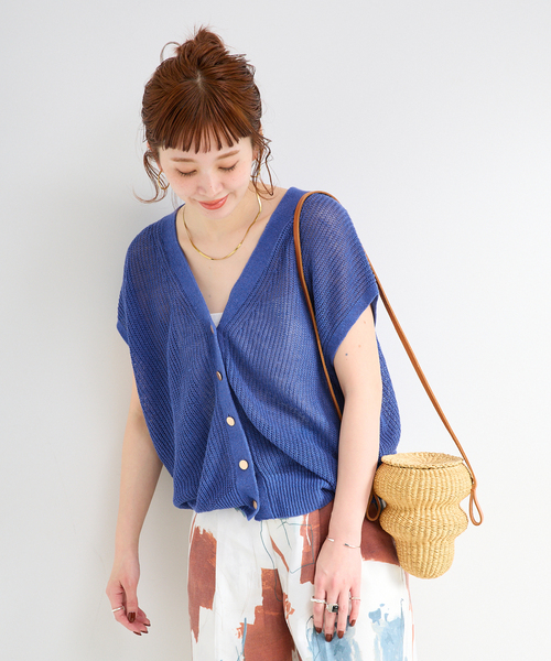 B.C STOCK（ベーセーストック）の「手洗い可 / FRENCH ICY LINEN 畦ベスト（ベスト・レディース・ベージュ/ホワイト/ブルー/ブラック・FREE）」の18枚目の写真