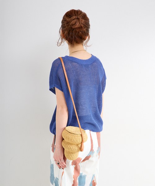 B.C STOCK（ベーセーストック）の「手洗い可 / FRENCH ICY LINEN 畦ベスト（ベスト・レディース・ベージュ/ホワイト/ブルー/ブラック・FREE）」の20枚目の写真