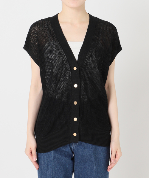 B.C STOCK（ベーセーストック）の「手洗い可 / FRENCH ICY LINEN 畦ベスト（ベスト・レディース・ベージュ/ホワイト/ブルー/ブラック・FREE）」の21枚目の写真