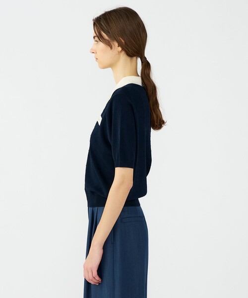 BALLSEY(ボールジィ)の「ストレッチタックドット ポロプルオーバー(ニット/セーター・レディース・ネイビー/ホワイト系その他・S)」の5枚目の写真