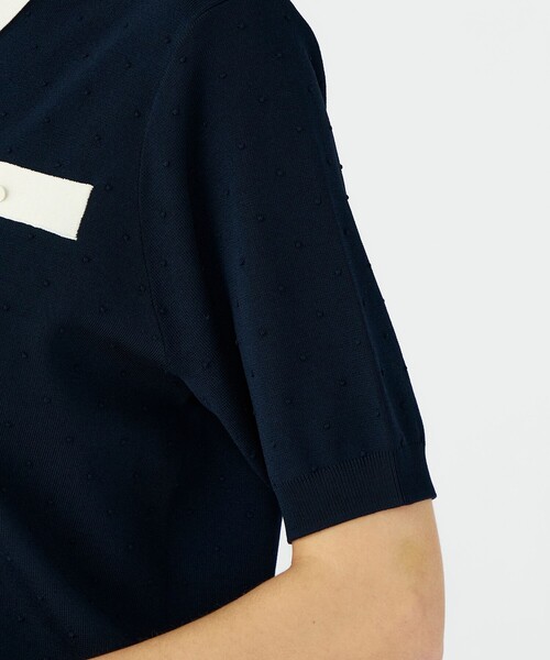 BALLSEY(ボールジィ)の「ストレッチタックドット ポロプルオーバー(ニット/セーター・レディース・ネイビー/ホワイト系その他・S)」の9枚目の写真