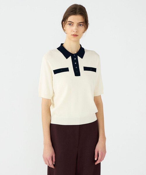 BALLSEY(ボールジィ)の「ストレッチタックドット ポロプルオーバー(ニット/セーター・レディース・ネイビー/ホワイト系その他・S)」の14枚目の写真