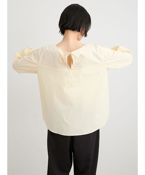MIESROHE(ミースロエ)の「【洗える】UVカットボリュームスリーブブラウス(シャツ/ブラウス・レディース・ストライプ/イエロー/ホワイト・F)」の6枚目の写真