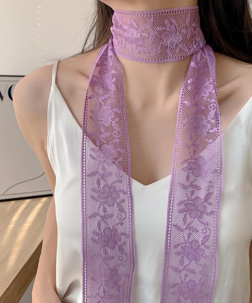 VIBGYOR(ヴィブジョー)の「oshipic/推し活 フラワー レース リボン 推しカラー アレンジ ミニスカーフ S0040(バンダナ/スカーフ・レディース・パープル/ベージュ/イエロー/ネイビー/サーモンピンク/ピンク/ホワイト/レッド/ボルドー/グレー/オレンジ系その他/ベビーピンク/アイボリー/ブラック/ピンク系その他・FREE)」の8枚目の写真