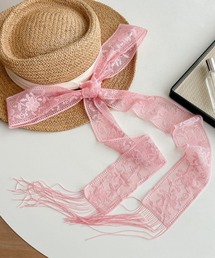 VIBGYOR | oshipic/推し活 フラワー レース リボン 推しカラー アレンジ ミニスカーフ S0040(バンダナ/スカーフ)