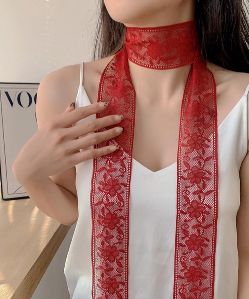 VIBGYOR(ヴィブジョー)の「oshipic/推し活 フラワー レース リボン 推しカラー アレンジ ミニスカーフ S0040(バンダナ/スカーフ・レディース・パープル/ベージュ/イエロー/ネイビー/サーモンピンク/ピンク/ホワイト/レッド/ボルドー/グレー/オレンジ系その他/ベビーピンク/アイボリー/ブラック/ピンク系その他・FREE)」の13枚目の写真