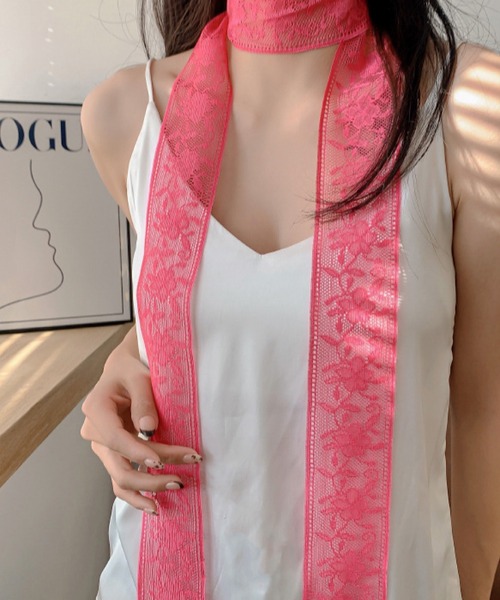 VIBGYOR(ヴィブジョー)の「oshipic/推し活 フラワー レース リボン 推しカラー アレンジ ミニスカーフ S0040(バンダナ/スカーフ・レディース・パープル/ベージュ/イエロー/ネイビー/サーモンピンク/ピンク/ホワイト/レッド/ボルドー/グレー/オレンジ系その他/ベビーピンク/アイボリー/ブラック/ピンク系その他・FREE)」の12枚目の写真