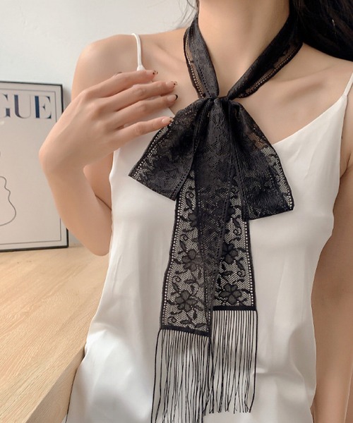 VIBGYOR(ヴィブジョー)の「oshipic/推し活 フラワー レース リボン 推しカラー アレンジ ミニスカーフ S0040(バンダナ/スカーフ・レディース・パープル/ベージュ/イエロー/ネイビー/サーモンピンク/ピンク/ホワイト/レッド/ボルドー/グレー/オレンジ系その他/ベビーピンク/アイボリー/ブラック/ピンク系その他・FREE)」の4枚目の写真